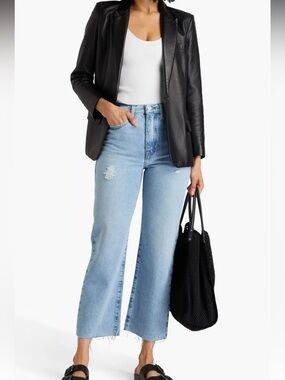 Frame Le Jane Crop Wide Leg High Rise Light Wash Size 31
